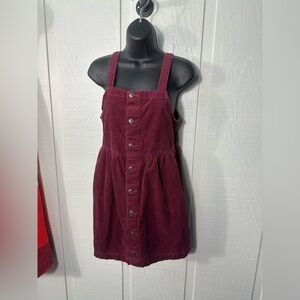 Cat and Jack Girls Burgundy Corduroy Overall Dress Size XL EUC